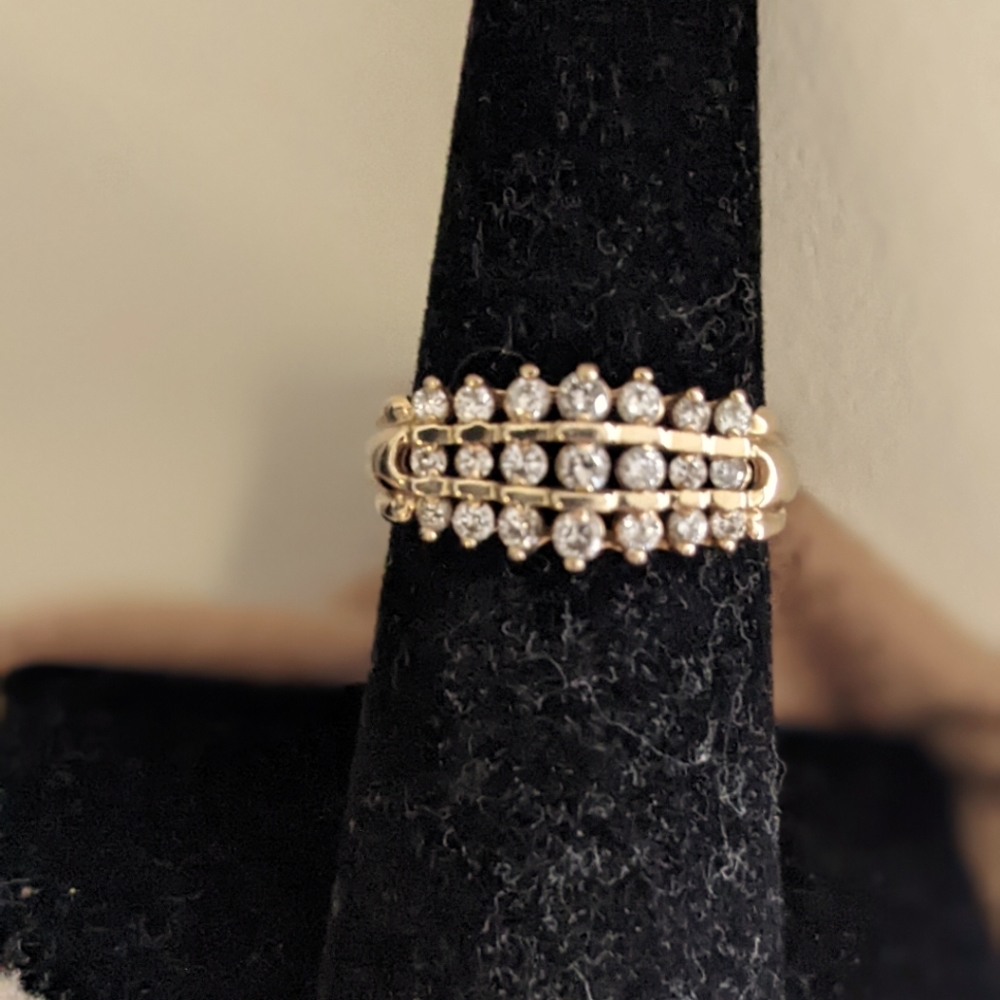 Diamond Pyramid Cluster Ring